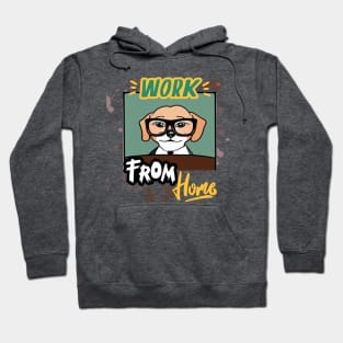 Funny Geeky dog wearing glasses, Work from Home Hoodie